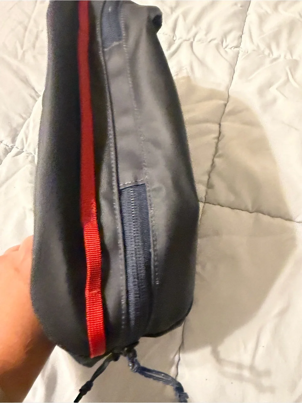 Patagonia Black Toiletry Bag with Blue Logo and Red Trim